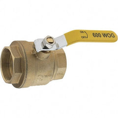 Value Collection - 2" Pipe, Brass Full Port Ball Valve - 2 Piece, NPT Ends, Lever Handle, 600 WOG, 150 WSP - Americas Industrial Supply
