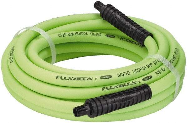 Legacy - 3/8" ID x 0.61" OD 25' Long Multipurpose Air Hose - MNPT x MNPT Ends, 300 Working psi, 140°, 1/4" Fitting, Green - Americas Industrial Supply