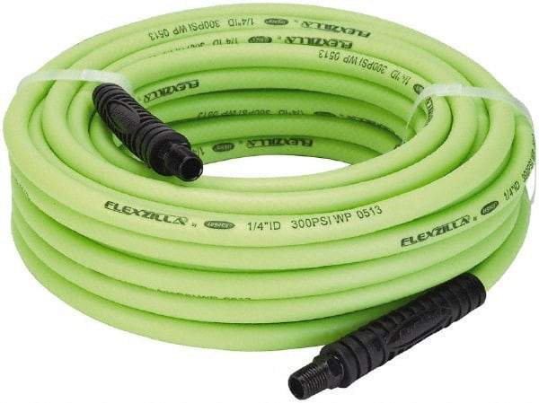 Legacy - 1/4" ID x 0.46" OD 50' Long Multipurpose Air Hose - MNPT x MNPT Ends, 300 Working psi, 140°, 1/4" Fitting, Green - Americas Industrial Supply