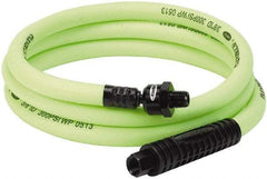 Legacy - 3/8" ID x 0.61" OD 6' Long Lead-In Whip Hose - FNPT x MNPT Ball Swivel Ends, 300 Working psi, 140°, 1/4" Fitting, Green - Americas Industrial Supply