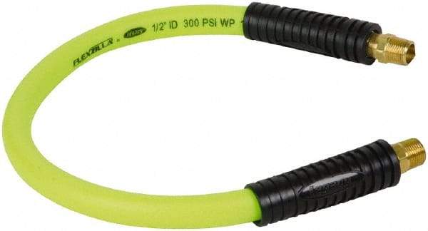 Legacy - 1/2" ID x 0.74" OD 2' Long Lead-In Whip Hose - MNPT Fixed x MNPT Swivel End, 300 Working psi, 140°, 3/8" Fitting, Green - Americas Industrial Supply