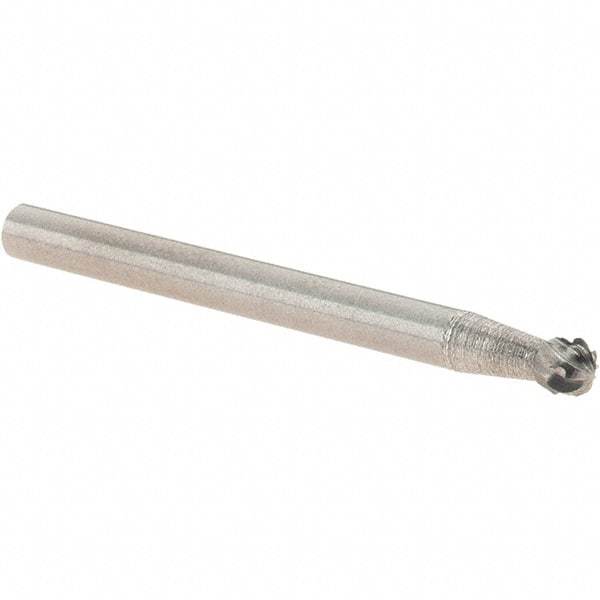 Value Collection - 1/8" Cut Diam, 1/8" Shank Diam, Ball Head Burr - Carbide, 3/32" LOC, 1-1/2" OAL - Americas Industrial Supply