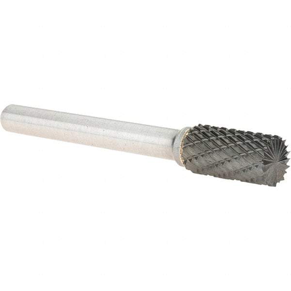 Value Collection - 3/8" Cut Diam, 1/4" Shank Diam, Cylinder Head Burr - Carbide, End Cut End, 3/4" LOC, 2-3/4" OAL - Americas Industrial Supply