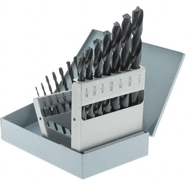 Import - 1/16 to 1/2", 118° Point, Oxide Finish, High Speed Steel Jobber Length Drill Bit Set - Americas Industrial Supply