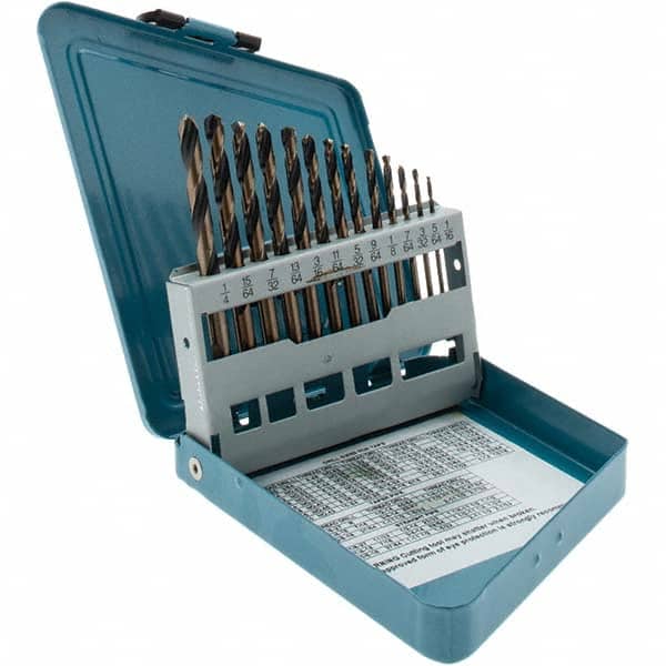 Import - 1/16 to 1/4", 135° Point, Oxide/Gold Finish, High Speed Steel Jobber Length Drill Bit Set - Americas Industrial Supply