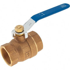 Value Collection - 1-1/4" Pipe, Bronze Full Port Ball Valve - 2 Piece, NPT Ends, Lever Handle, 600 WOG, 150 WSP - Americas Industrial Supply