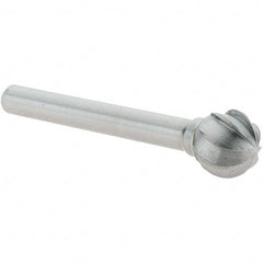 Value Collection - 1/2" Cut Diam, 1/4" Shank Diam, Ball Head Burr - Carbide, 7/16" LOC, 2-7/16" OAL - Americas Industrial Supply