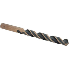 Import - 23/64" 118° High Speed Steel Jobber Drill - Oxide/Gold Finish, Right Hand Cut, Spiral Flute, Straight Shank, 4-7/8" OAL, Split Point - Americas Industrial Supply