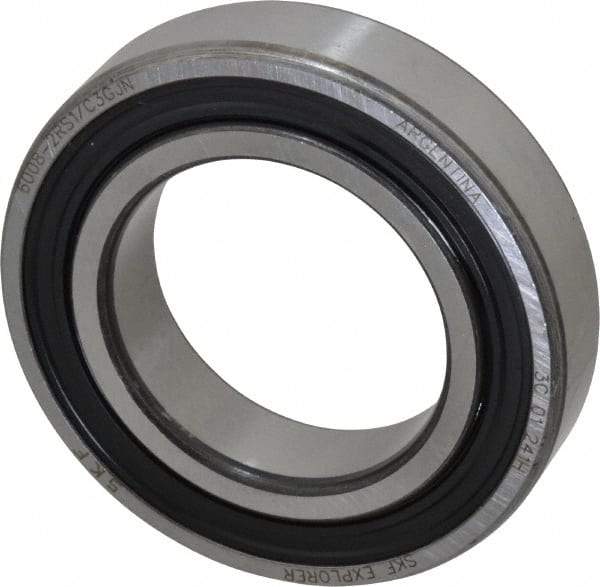 SKF - 40mm Bore Diam, 68mm OD, Double Seal Deep Groove Radial Ball Bearing - 15mm Wide, 1 Row, Round Bore, 11,600 Nm Static Capacity, 17,800 Nm Dynamic Capacity - Americas Industrial Supply