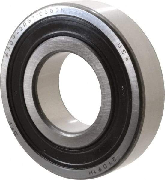 SKF - 45mm Bore Diam, 100mm OD, Double Seal Deep Groove Radial Ball Bearing - 25mm Wide, 1 Row, Round Bore, 31,500 Nm Static Capacity, 55,300 Nm Dynamic Capacity - Americas Industrial Supply