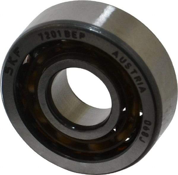 SKF - 12mm Bore Diam, 32mm OD, Open Angular Contact Radial Ball Bearing - 10mm Wide, 1 Row, Round Bore, 3,800 Lb Static Capacity, 7,610 Lb Dynamic Capacity - Americas Industrial Supply