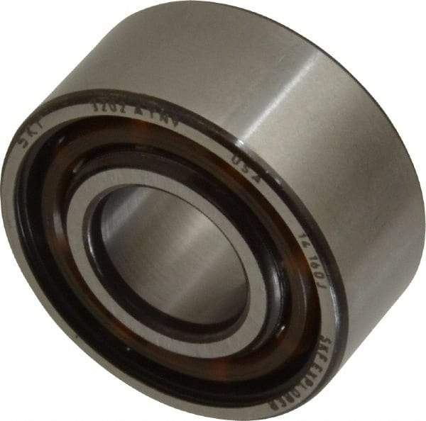 SKF - 15mm Bore Diam, 35mm OD, Open Angular Contact Radial Ball Bearing - 15.9mm Wide, 2 Rows, Round Bore, 6,700 Lb Static Capacity, 11,200 Lb Dynamic Capacity - Americas Industrial Supply