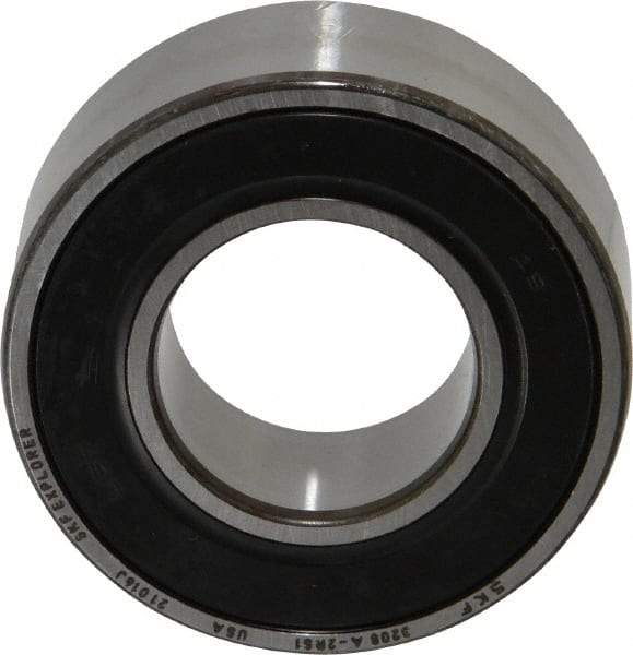 SKF - 40mm Bore Diam, 80mm OD, Double Seal Angular Contact Radial Ball Bearing - 30.2mm Wide, 2 Rows, Round Bore, 34,000 Lb Static Capacity, 44,900 Lb Dynamic Capacity - Americas Industrial Supply