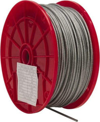 Value Collection - 1/8" x 3/32" Diam, Aircraft Cable - 920 Lb Breaking Strength, 7 x 7 Strand Core, Vinyl Coating - Americas Industrial Supply