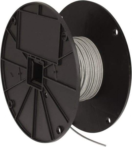 Value Collection - 3/32" x 1/16" Diam, Aircraft Cable - 480 Lb Breaking Strength, 7 x 7 Strand Core, Vinyl Coating - Americas Industrial Supply