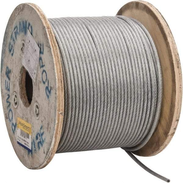 Value Collection - 1/4" x 3/16" Diam, Aircraft Cable - 4,200 Lb Breaking Strength, 7 x 19 Strand Core, Vinyl Coating - Americas Industrial Supply