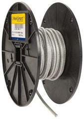 Value Collection - 3/16" x 1/8" Diam, Aircraft Cable - 2,000 Lb Breaking Strength, 7 x 19 Strand Core, Vinyl Coating - Americas Industrial Supply