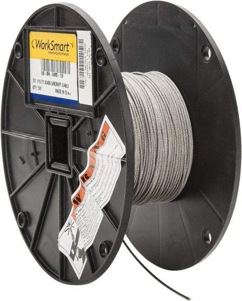 Value Collection - 1/16" Diam, Aircraft Cable - 480 Lb Breaking Strength, 7 x 7 Strand Core - Americas Industrial Supply