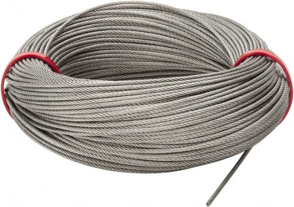 Value Collection - 1/16" Diam, Aircraft Cable - 480 Lb Breaking Strength, 7 x 7 Strand Core - Americas Industrial Supply