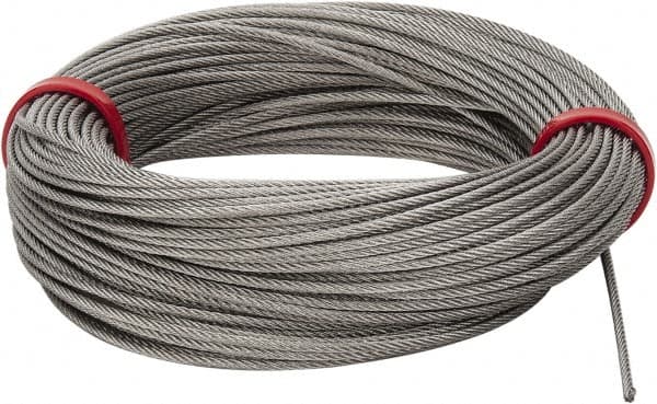 Value Collection - 1/16" Diam, Aircraft Cable - 480 Lb Breaking Strength, 7 x 7 Strand Core - Americas Industrial Supply