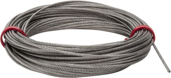 Value Collection - 1/16" Diam, Aircraft Cable - 480 Lb Breaking Strength, 7 x 7 Strand Core - Americas Industrial Supply