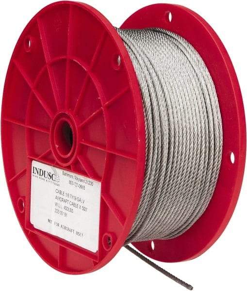 Value Collection - 1/8" Diam, Aircraft Cable - 1,760 Lb Breaking Strength, 7 x 19 Strand Core - Americas Industrial Supply