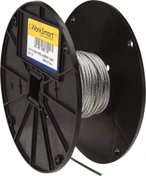 Value Collection - 1/8" Diam, Aircraft Cable - 1,760 Lb Breaking Strength, 7 x 19 Strand Core - Americas Industrial Supply