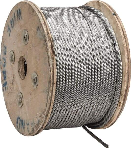 Value Collection - 1/4" Diam, Galvanized Steel Wire Rope - 7,000 Lb Breaking Strength, 7 x 19 Strand Core - Americas Industrial Supply