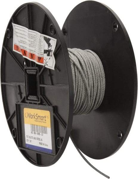 Value Collection - 3/32" Diam, Aircraft Cable - 920 Lb Breaking Strength, 7 x 7 Strand Core - Americas Industrial Supply