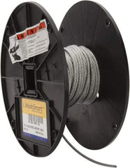 Value Collection - 1/8" Diam, Aircraft Cable - 1,700 Lb Breaking Strength, 7 x 7 Strand Core - Americas Industrial Supply