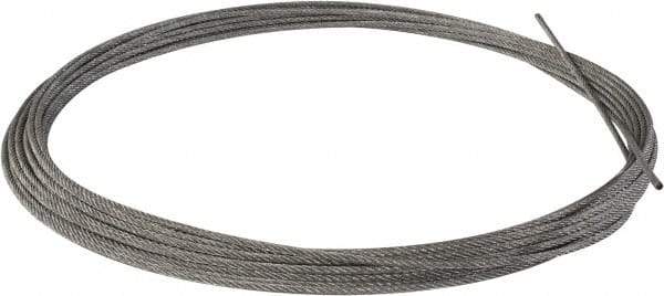 Value Collection - 1/4" Diam, Aircraft Cable - 6,100 Lb Breaking Strength, 7 x 7 Strand Core - Americas Industrial Supply