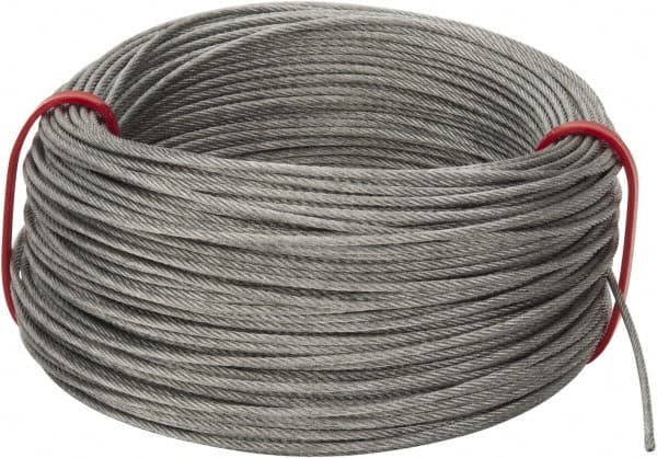 Value Collection - 1/16" Diam, Aircraft Cable - 480 Lb Breaking Strength, 7 x 7 Strand Core - Americas Industrial Supply