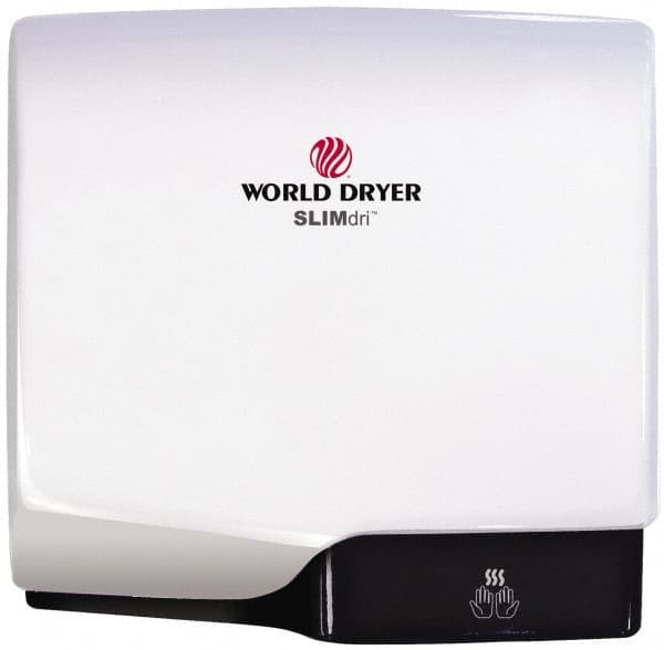 World Dryer - 950 Watt White Finish Electric Hand Dryer - 115/208/230 Volts, 8.3/3.7/4.1 Amps, 11-1/2" Wide x 10-11/16" High x 4" Deep - Americas Industrial Supply