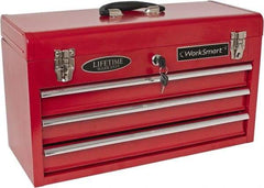 Value Collection - 3 Drawer Portable Tool Chest - 20-1/2" Wide x 8-5/8" Deep x 11-7/8" High, Steel, Red/Brown - Americas Industrial Supply