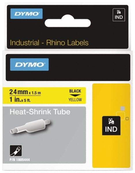 Dymo - 1" Wide x 60" Long, Yellow Heat Shrinkable Polyolefin Label Printer Cartridge - For RHINO 6000, 6500 - Americas Industrial Supply