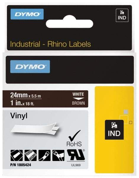 Dymo - 1" Wide x 216" Long, Brown Vinyl Label Printer Cartridge - For RHINO 6000, 6500 - Americas Industrial Supply