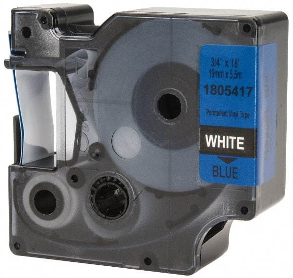 Dymo - 3/4" Wide x 216" Long, Blue Vinyl Label Printer Cartridge - For RHINO 4200, 5200, 6000, 6500 - Americas Industrial Supply