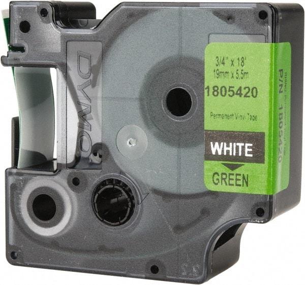 Dymo - 3/4" Wide x 216" Long, Green Vinyl Label Printer Cartridge - For RHINO 4200, 5200, 6000, 6500 - Americas Industrial Supply