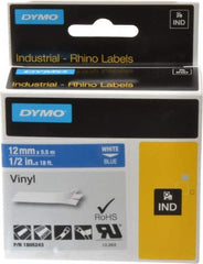Dymo - 5" Wide x 216" Long, Blue Vinyl Label Printer Cartridge - For RHINO 1000, 3000, 4200, 5000, 5200,6000, 6500 - Americas Industrial Supply