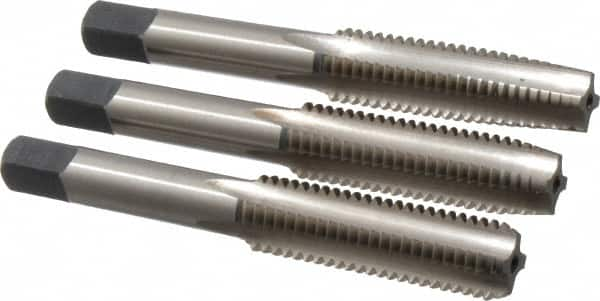 Cleveland - M12x1.75, 4 Flute, Bottoming, Plug & Taper, Bright Finish, High Speed Steel Tap Set - Right Hand Cut, 1.66" Thread Length, Series 1004 - Americas Industrial Supply