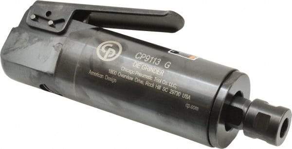 Chicago Pneumatic - 1/4" Collet, Straight Handle, Straight Air Die Grinder - 25,000 RPM, Front Exhaust, 31.79 CFM, 1 hp, 6.21 bar, 1/4" Inlet - Americas Industrial Supply