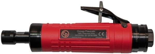 Chicago Pneumatic - 1/4" Collet, Straight Handle, Straight Air Die Grinder - 24,000 RPM, Rear Exhaust, 31.79 CFM, 0.8 hp, 6.21 bar, 3/8 BSP - Americas Industrial Supply