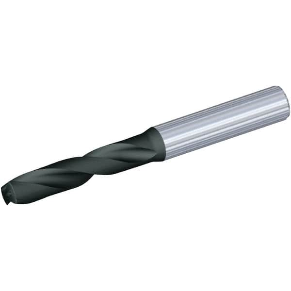 Kennametal - 5/32" Spiral Flute Solid Carbide Screw Machine Drill Bit - Multilayer TiAlN Finish, Right Hand Cut, 24mm Flute Length, 66mm OAL, Standard Point, Straight Shank, Through Coolant - Americas Industrial Supply