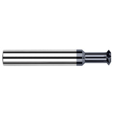 Double Angle Shank Cutters - 0.2500″ (1/4″) Cutter Diameter × 0.0050″ Radius × 0.1290″ Width × 0.3120″ (5/16″) Neck Length Carbide Double Angle Shank Cutter, 4 Flutes, AlTiN Coated