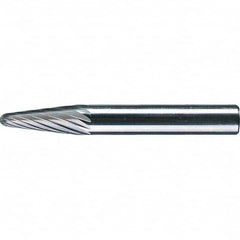 PFERD - 1/4" Cut Diam, 1/4" Shank Diam, 14° Taper Head Single Cut Burr - Tungsten Carbide, 5/8" LOC, 1-15/16" OAL - Americas Industrial Supply