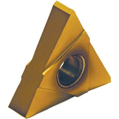 Tool-Flo - 43TNMA Grade GP50, 3.18mm Cutting Width Carbide Grooving Insert - 0.215" Max Depth of Cut, Neutral, TiN Finish - Americas Industrial Supply