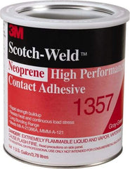 3M - 1 Gal Can Light Yellow Contact Adhesive - Series 1357, 30 min Working Time, Bonds to Polystyrene Foam Panels, Rubber, Vinyl Floor, Wall Lining & Flooring - Americas Industrial Supply