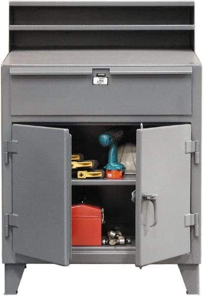 Strong Hold - 1 Drawer Shop Desk - 36 Inch Wide x 28 Inch Deep x 54 Inch High, Dark Gray - Americas Industrial Supply