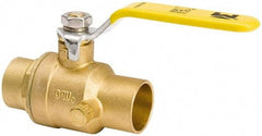 Value Collection - 3/4" Pipe, Full Port, Brass Side Drain Ball Valve - Inline - Two Way Flow, C x C Ends, Lever Handle, 500 WOG, 150 WSP - Americas Industrial Supply