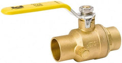 Value Collection - 1/2" Pipe, Full Port, Brass Side Drain Ball Valve - Inline - Two Way Flow, C x C Ends, Lever Handle, 500 WOG, 150 WSP - Americas Industrial Supply